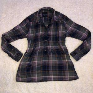 american eagle cinched plaid flannel top